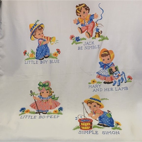 Baby Swaddle Cloth Nursery Rhyme Hand Painted 1967 34”x 45” - Picture 1 of 10